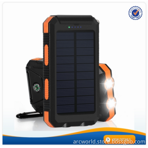AWC719 5V 2.1A 8000mAh Power Bank with Led Light with Compass Super Waterproof Powerbank Solar Charger